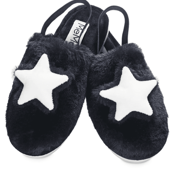 3D Plush White Star Slippers - Ruffled Feather
