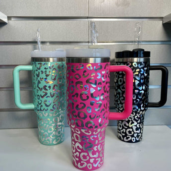 40 oz Leopard Print Tumbler Cup - Ruffled Feather