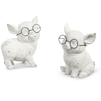 6.5" Pig With Glasses - Ruffled Feather