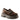 Brown velvet loafer with crystal buckle and chunky lug sole, featuring glossy heel detail and slip-on design. Front Side View