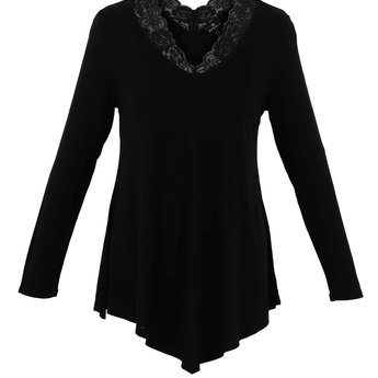 Black Long Sleeve with Lace Detailing - Ruffled Feather