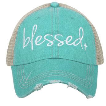 Blessed Teal Trucker Hat - Ruffled Feather