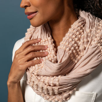 Blush Textured Infinity Scarf - Ruffled Feather