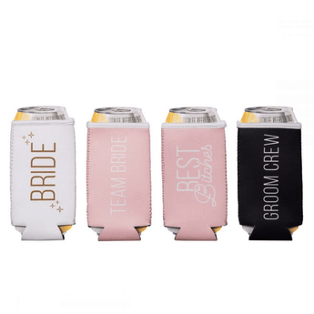 Bridal Slim Can Coozies - Ruffled Feather