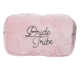 Bride Tribe Large Velvet Bag - Pink - Ruffled Feather