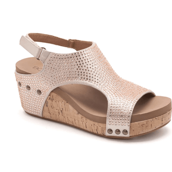 Carley - Champagne Crystals Wedge - Ruffled Feather