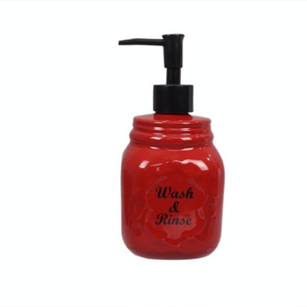 Ceramic Mason Jar Soap Dispenser - Red - Ruffled Feather
