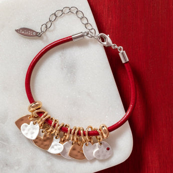 Charm Bracelet - Red Heart - Ruffled Feather