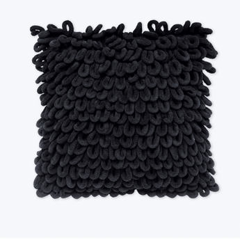 Chenille Woven Pillow - Black - Ruffled Feather