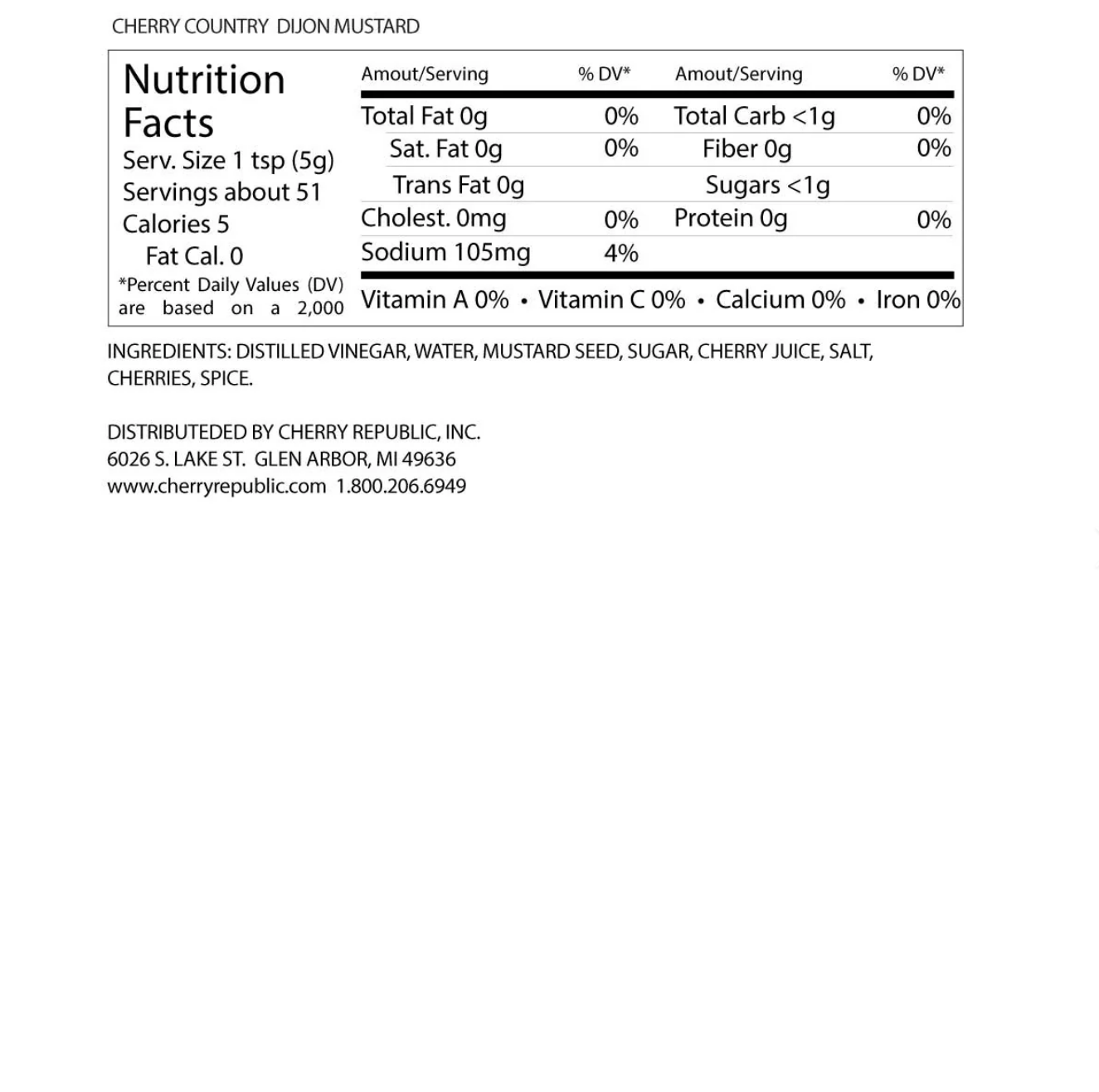 Cherry Republic - Cherry Artisan Mustard - Ruffled Feather