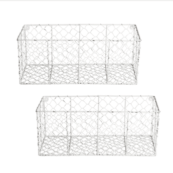 Chicken Wire White Wall Baskets - Ruffled Feather