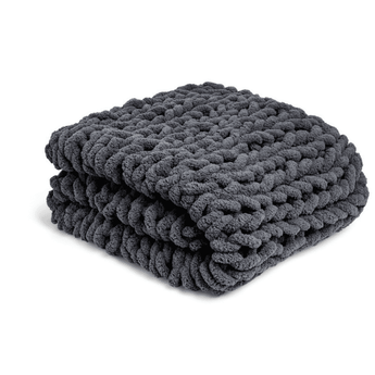 Chunky Knit Throw Blanket - Charcoal - Ruffled Feather