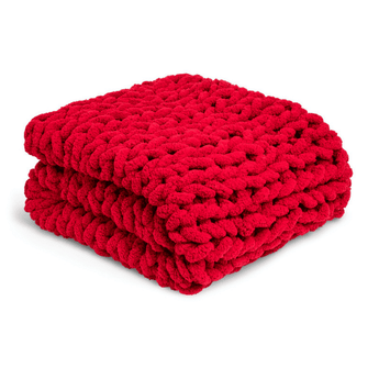 Chunky Knit Throw Blanket - Cranberry - Ruffled Feather