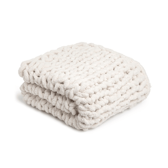 Chunky Knit Throw Blanket - Cream - Ruffled Feather