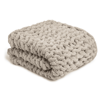 Chunky Knit Throw Blanket - Taupe - Ruffled Feather