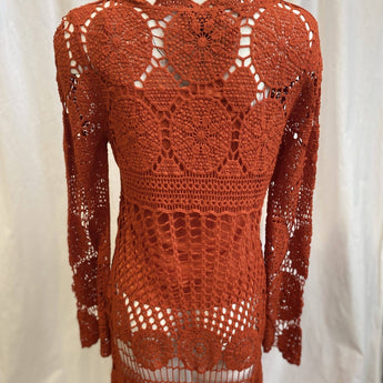 CLEARANCE - Burnt Orange Crochet Cover Up w/ Tank - Ruffled Feather