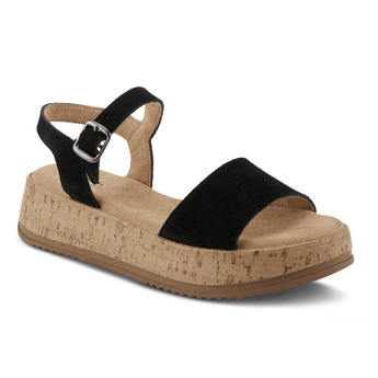 CLEARANCE - CABALLA-BS Black Suede Sandal - Ruffled Feather