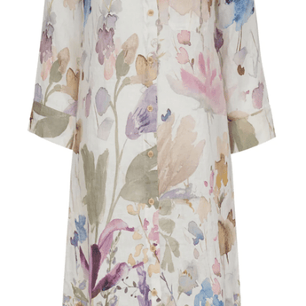 CLEARANCE Linen Print Woven Dress - Ruffled Feather