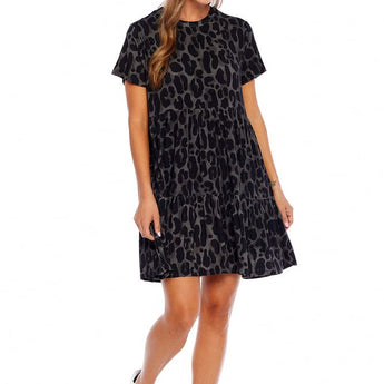 CLEARANCE - Poncey Black Leopard Dress - Ruffled Feather