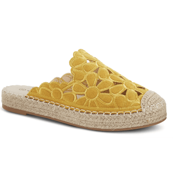CLEARANCE - TILLY-Y Yellow Flower Slide Sandals - Ruffled Feather