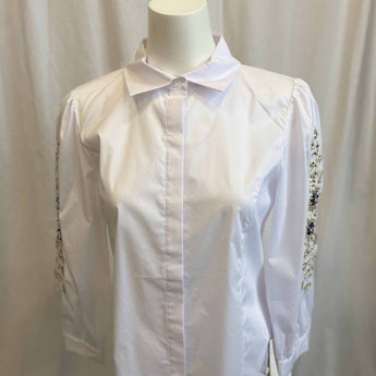CLEARANCE White Beaded Shirt - Ruffled Feather