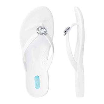 CLEARANCE - White Halo Flip Flops - Ruffled Feather