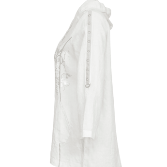 CLEARANCE White Hooded Pull Over - Ruffled Feather
