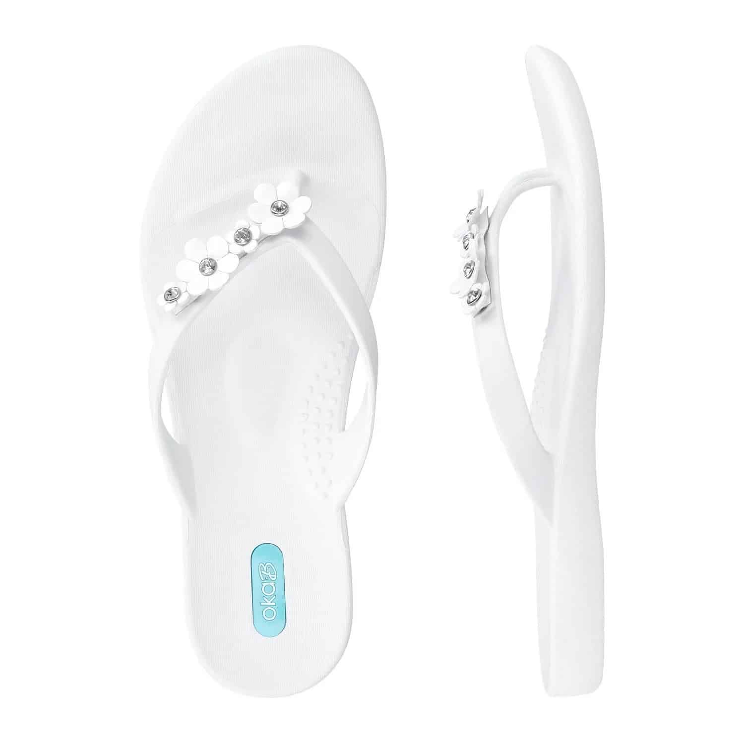CLEARANCE - White Loren Flip Flops - Ruffled Feather
