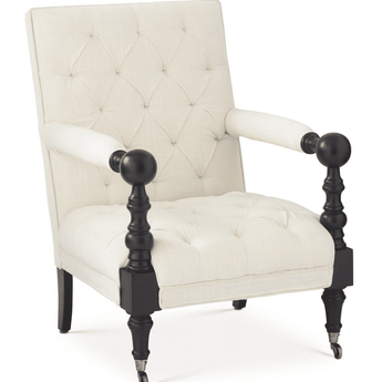 Cream Tufted Upholstered Arm Chair - Ruffled Feather