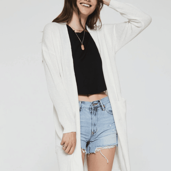 Electra Drop Shoulder Cardigan - Off White - Ruffled Feather