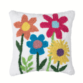 Floral Hooked Garden Pillow - Ruffled Feather