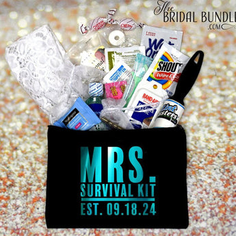 Foil Mrs. Survival Bride Emergency Kit – Custom Date - Ruffled Feather