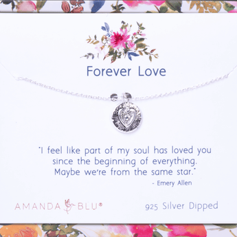 Forever Love Silver Charm Necklace - Ruffled Feather