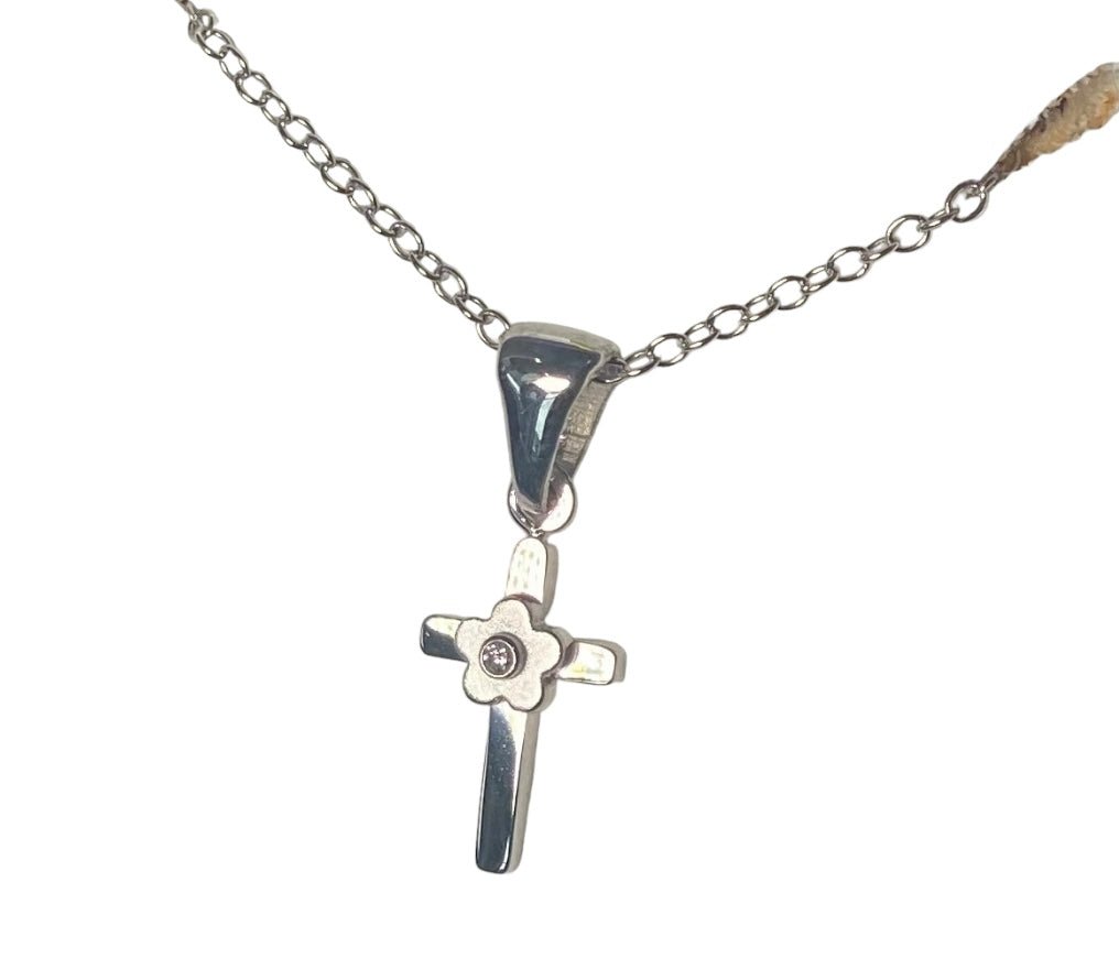 Girls Diamond Cross Necklace – Ruffled Feather