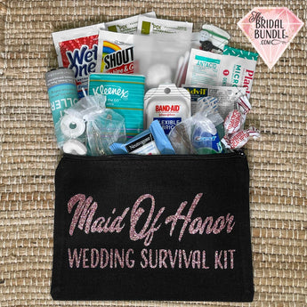 Glitter Maid of Honor Wedding Survival kit - Ruffled Feather