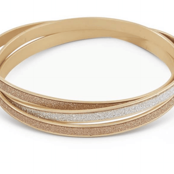 Glitter Metallic Bangle Bracelets - Gold & Silver - Set of 3 - Ruffled Feather