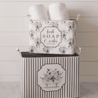 Gray Floral Bath Containers - Ruffled Feather