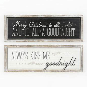 Kiss/Merry Reversible Wood Framed Sign - Ruffled Feather
