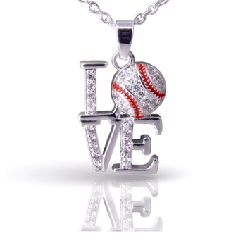Love Baseball Necklace - Silver - Ruffled Feather