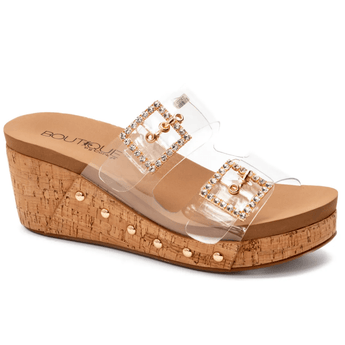 Main Squeeze Wedge Sandal - Clear - Ruffled Feather