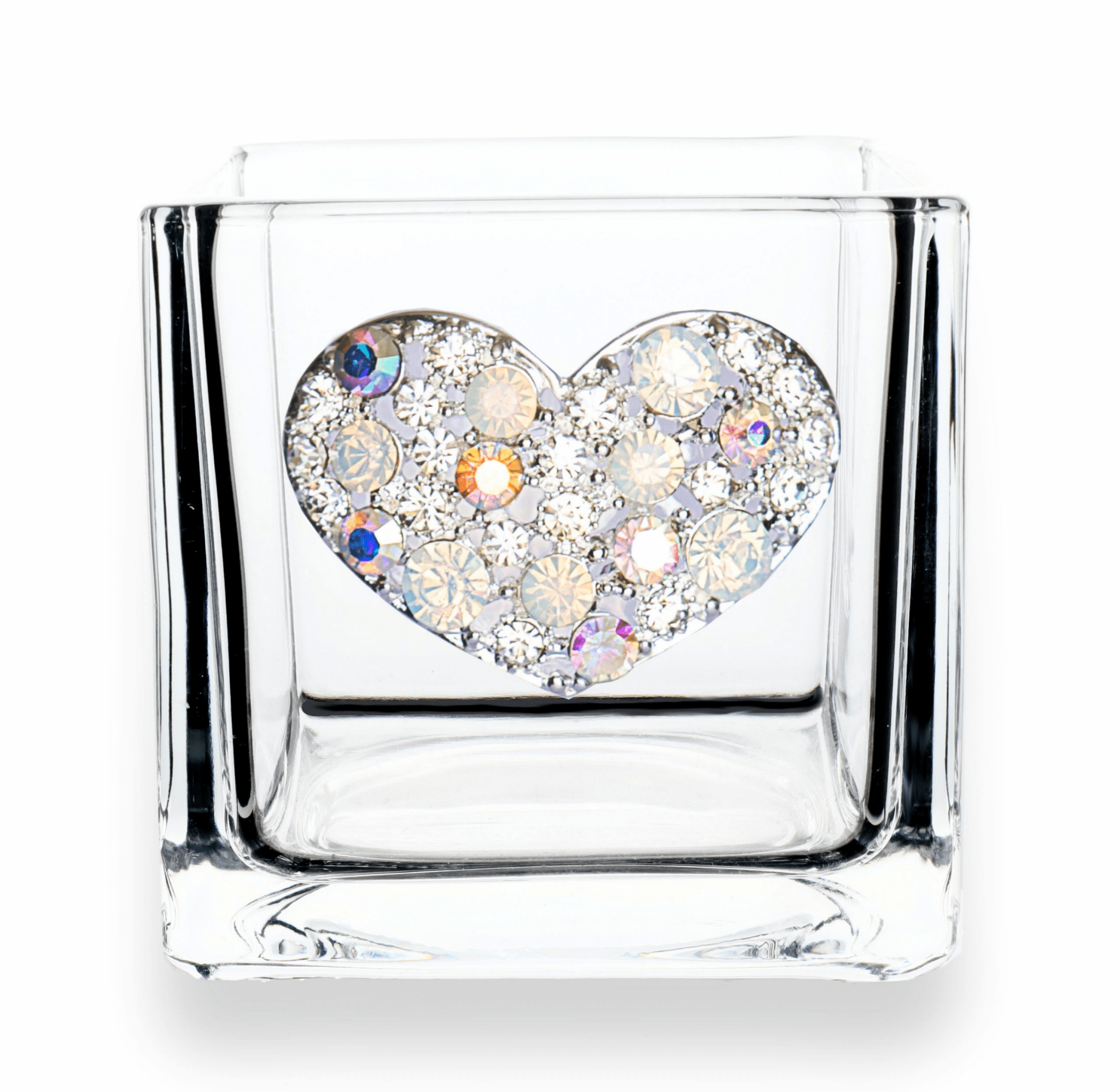 Multi Stone Heart - 4x4 Candle Holder - Ruffled Feather