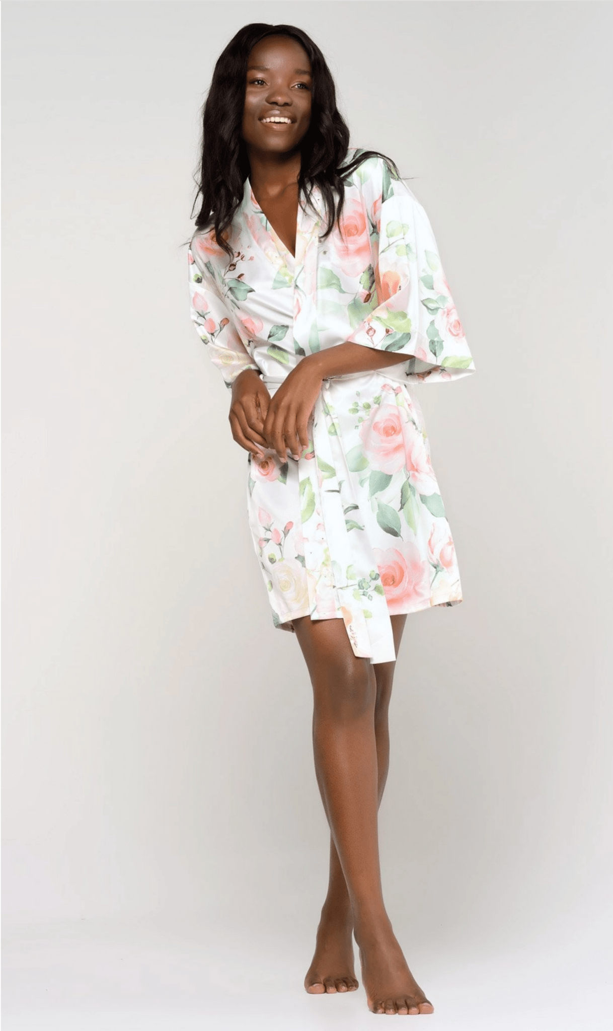 Satin Floral Robe - Ruffled Feather