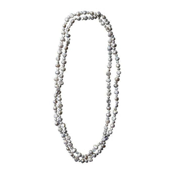 Silver Long Pearl Necklace