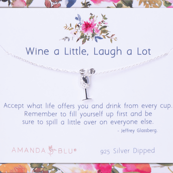 Wine a Little, Laugh a Lot Silver Charm Necklace