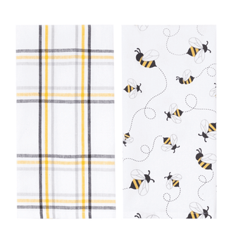 Set of 2 Honey Bee Plaid Towels