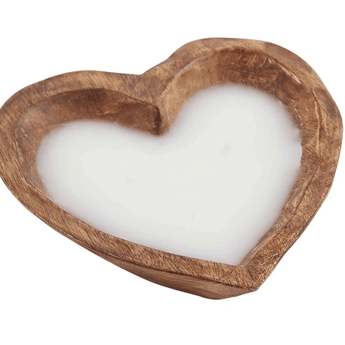 Wooden Heart Bowl Candle
