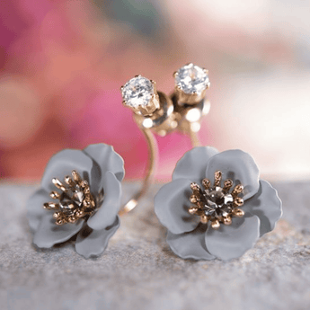 Single Drop Flower Earring w/ Crystal Post