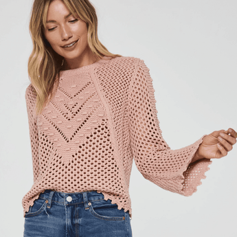 Meryl Mesh Embroidery Sweater - Rose Quartz