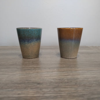 Love 3.5oz Rustic Shot Glass ( Blue to Tan or Tan to Beige)