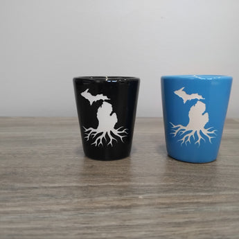 Michigan Roots Shot Glass (Light Blue or Black)